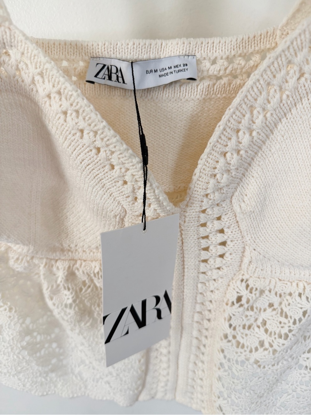 Zara Cream Crochet Bustier Cami - Picture 4 of 4